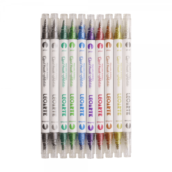 Marcador Artístico Dual Brush Metalic 10 Cores Leoarte
