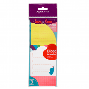 Bloco Adesivo Love Is Love Blister 3 Blocos - Jocar Office      Escolha a cor após a compra