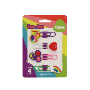 Clipes Love Is Love Cupido 5 Cm Blister C/ 4 Und Jocar Office      Escolha a cor após a compra