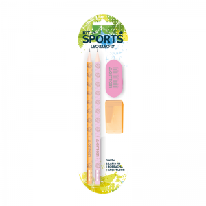 Kit Lápis Hb Sports 2 Lápis/Apontador/Borracha      