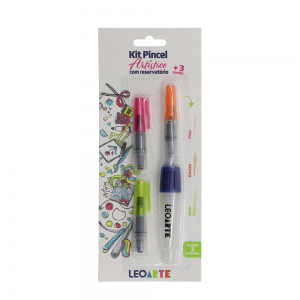 Kit Pincel Artistico C/Reservatorio Com 3 Pontas Blister C/1 Und Leoarte      