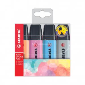 Marca Texto STABILO Boss - Estojo c/ 4 Cores Pastel      