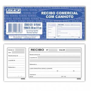 Recibo comercial com canhoto 208x86mm  75g    